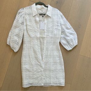 NWT Lovers + Friends White Mini Dress w/ Collar & Buttons
